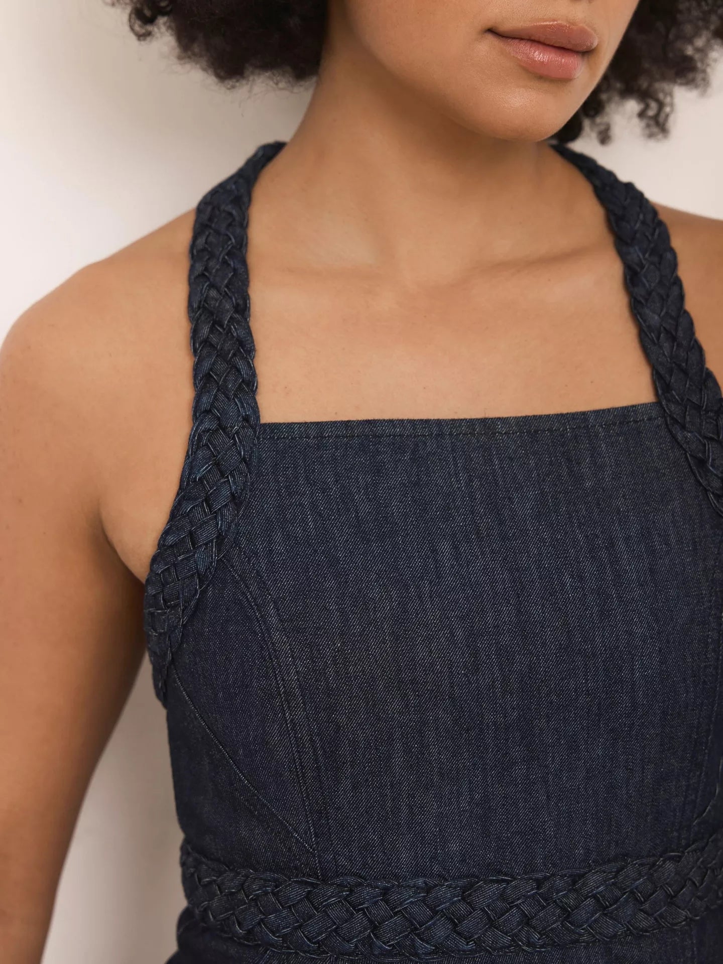 Mint Velvet Denim Halterneck Midi Dress