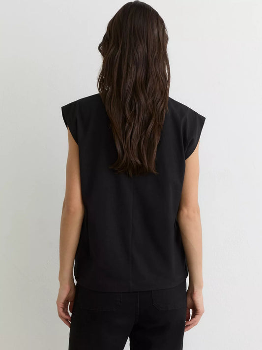 Reiss Millie Cap Sleeve T-Shirt Black