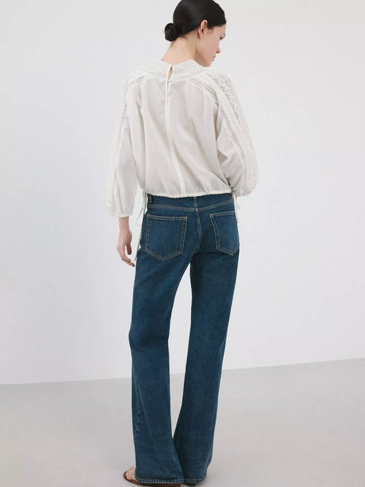 Mango High Neck Pintuck Blouse