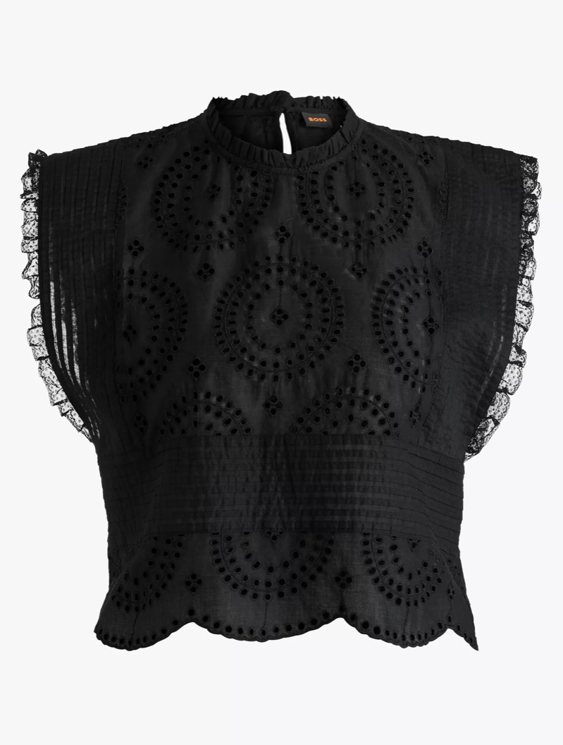 BOSS Broderie Crop Top