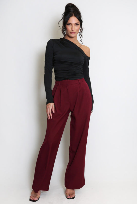 Crop Asymmetric Neckline (Black)