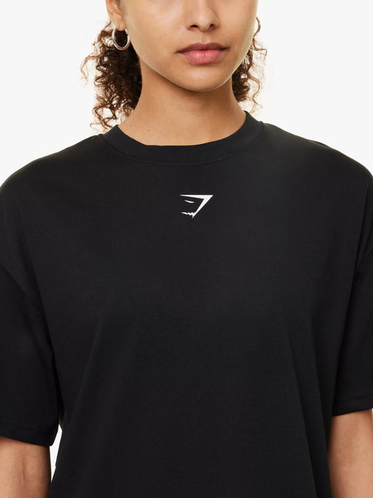GYMSHARK print oversized T-shirt (Black)