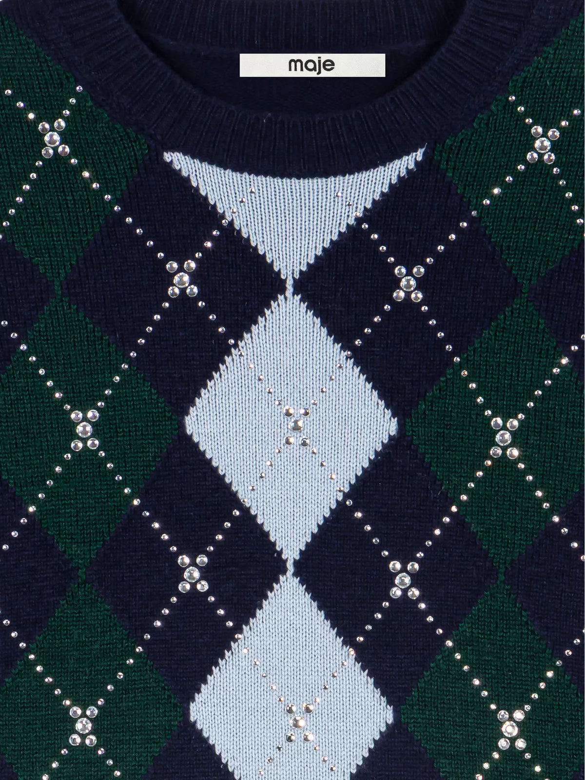 MAJE Argyle Wool Sweater