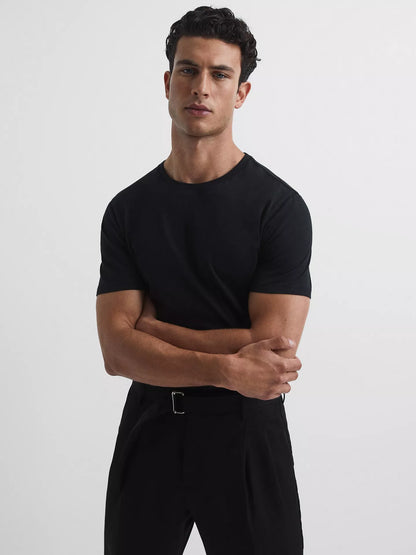 Reiss Bless Cotton Crew Neck T-Shirt Black