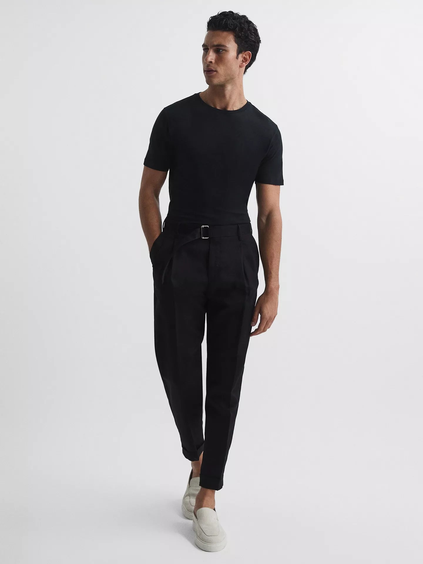 Reiss Bless Cotton Crew Neck T-Shirt Black
