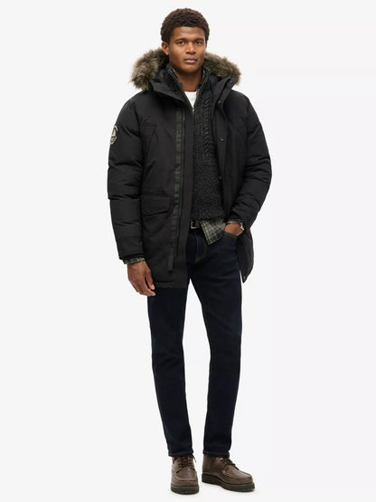 Superdry Everest Faux Fur Parka Jacket (Jet Black)