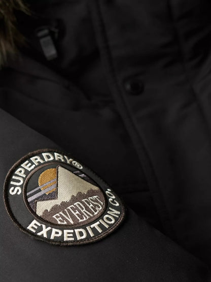 Superdry Everest Faux Fur Parka Jacket (Jet Black)
