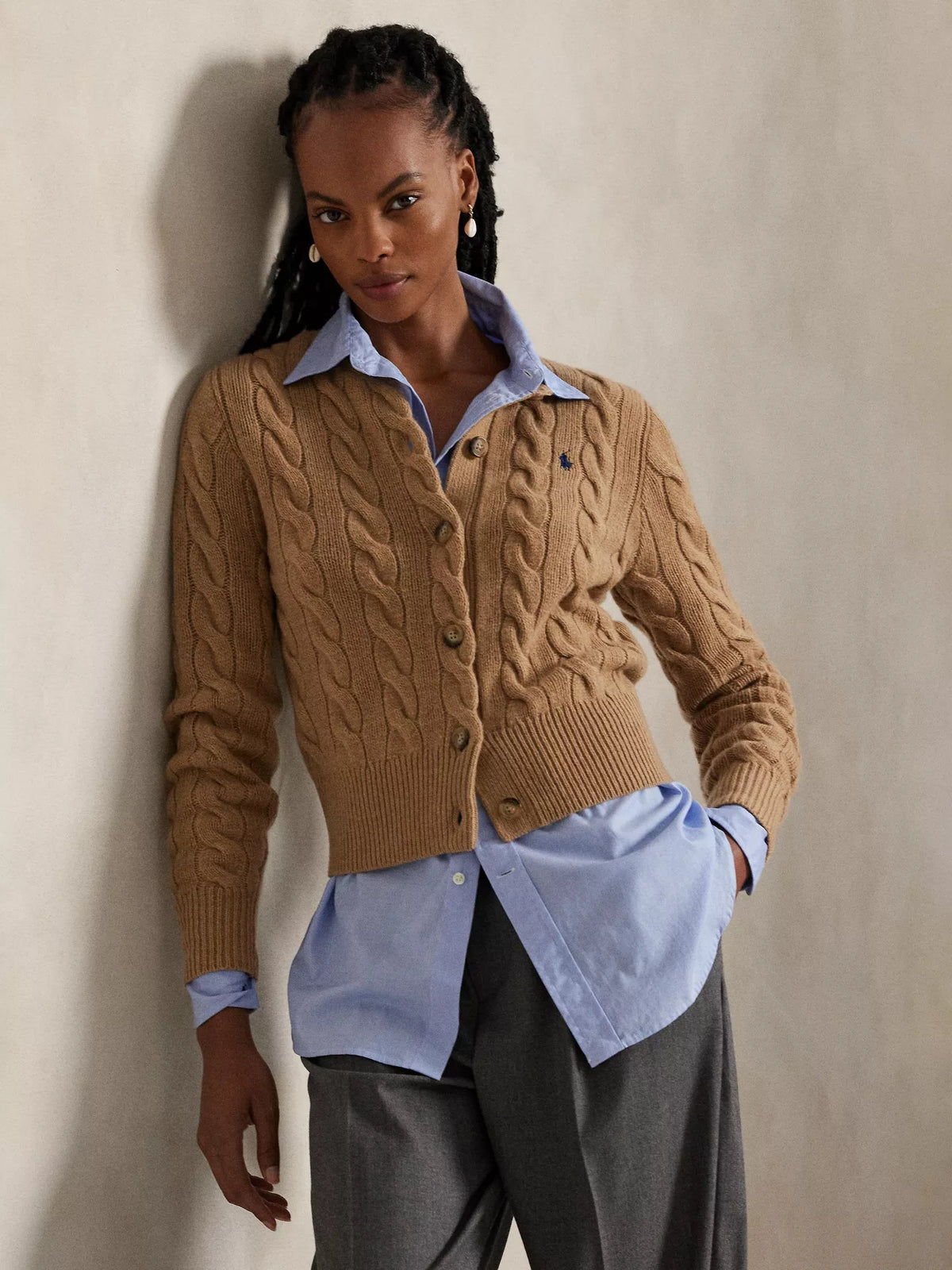 Ralph Lauren Wool Blend Cable Knit Cardigan