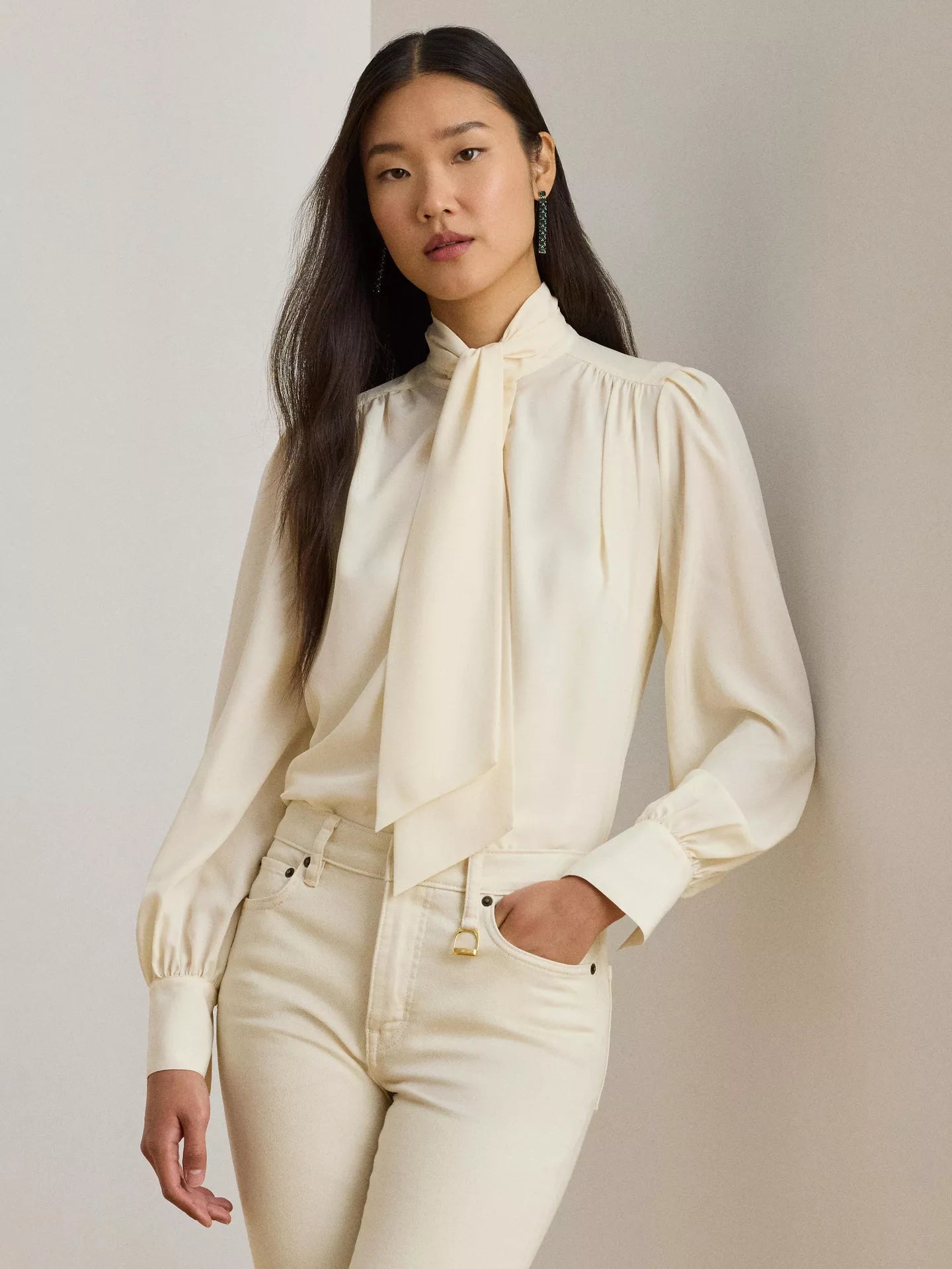 Ralph Lauren Georgette Tie Neck Blouse