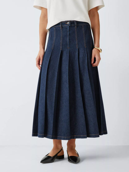 Weekend MaxMara Ovale Pleated Denim Skirt