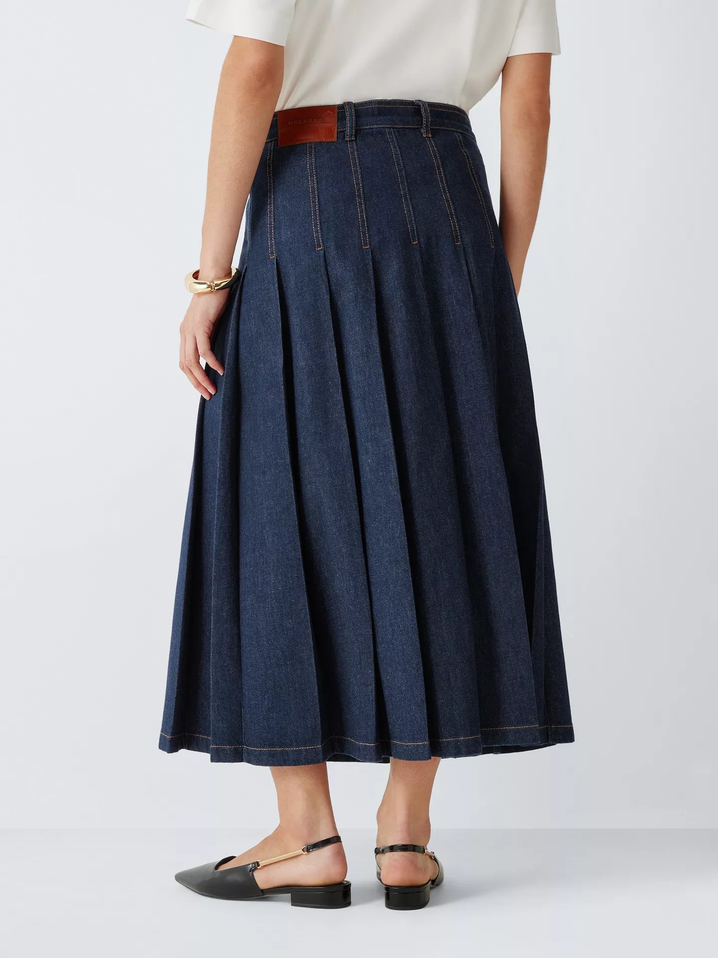 Weekend MaxMara Ovale Pleated Denim Skirt