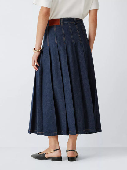 Weekend MaxMara Ovale Pleated Denim Skirt
