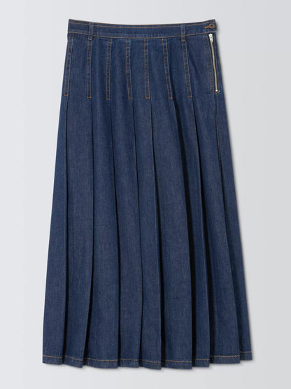 Weekend MaxMara Ovale Pleated Denim Skirt