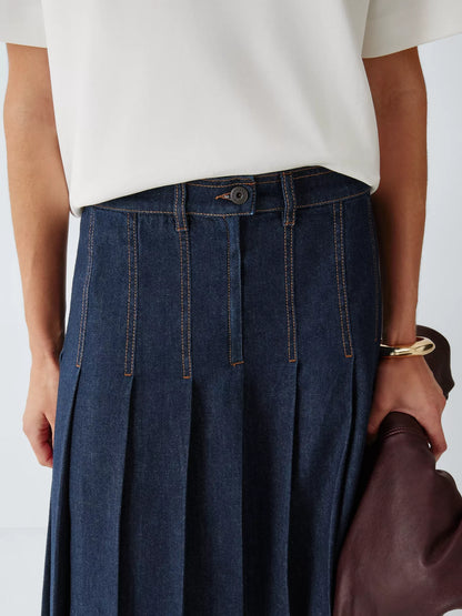 Weekend MaxMara Ovale Pleated Denim Skirt