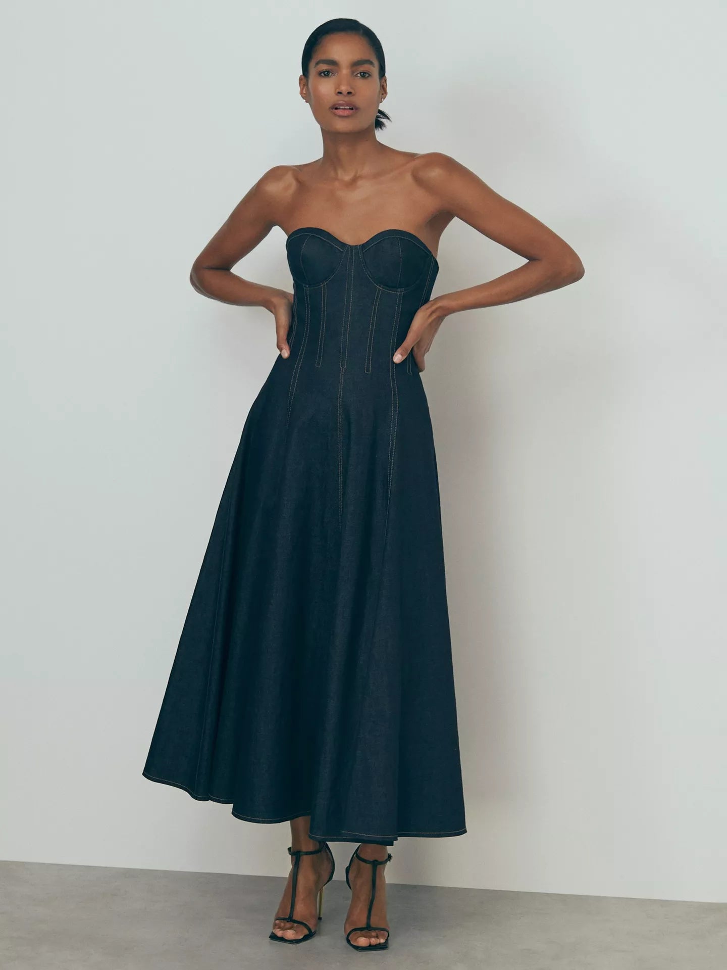 Reiss Rosa Bandeau Denim Dress