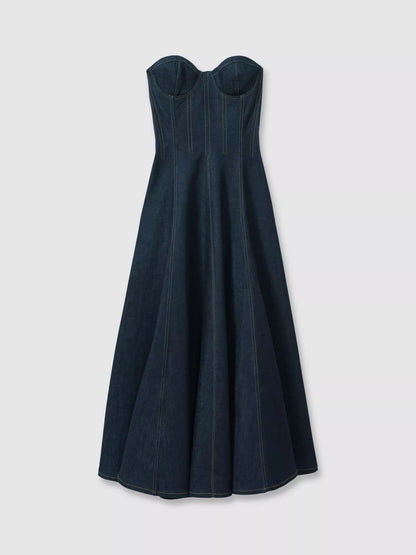 Reiss Rosa Bandeau Denim Dress