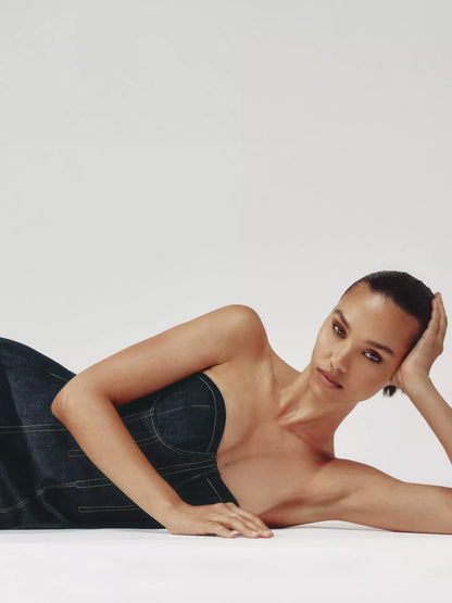 Reiss Rosa Bandeau Denim Dress