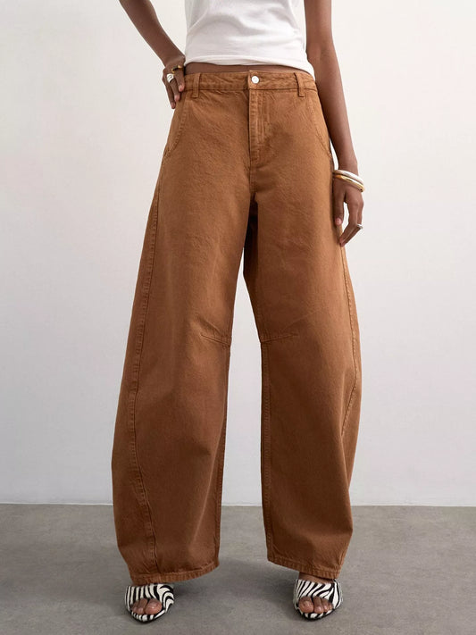 Topshop High Rise Horseshoe Barrel Leg Jeans