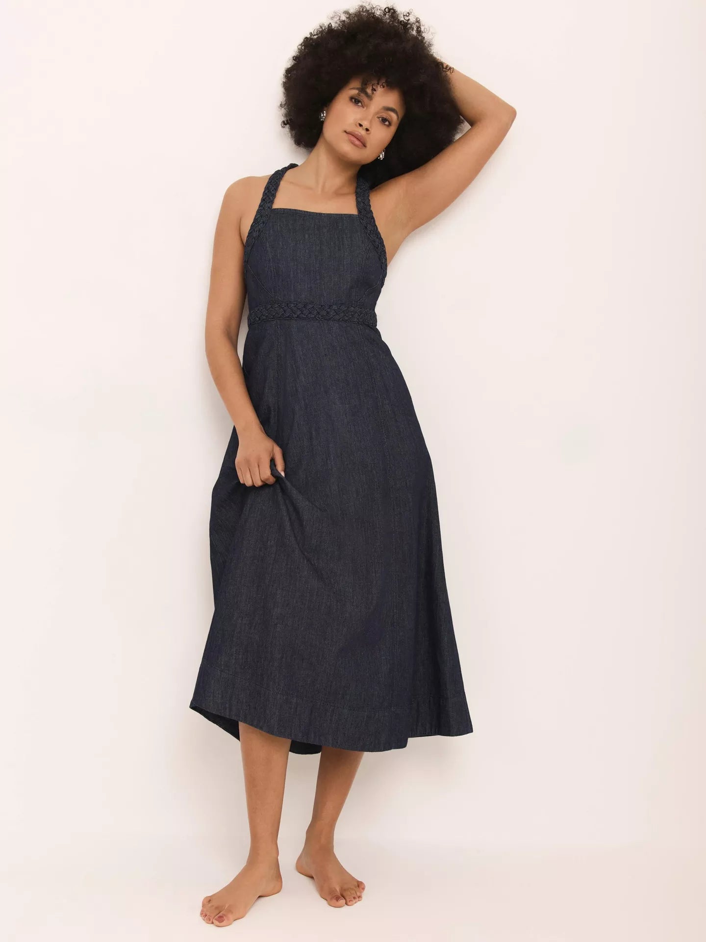 Mint Velvet Denim Halterneck Midi Dress