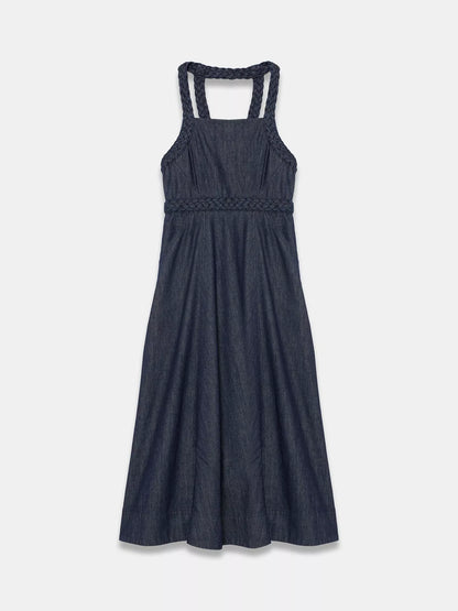 Mint Velvet Denim Halterneck Midi Dress