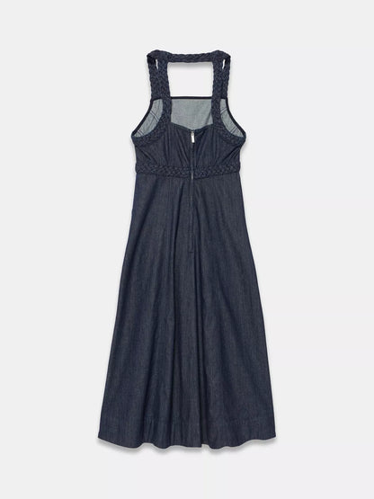 Mint Velvet Denim Halterneck Midi Dress