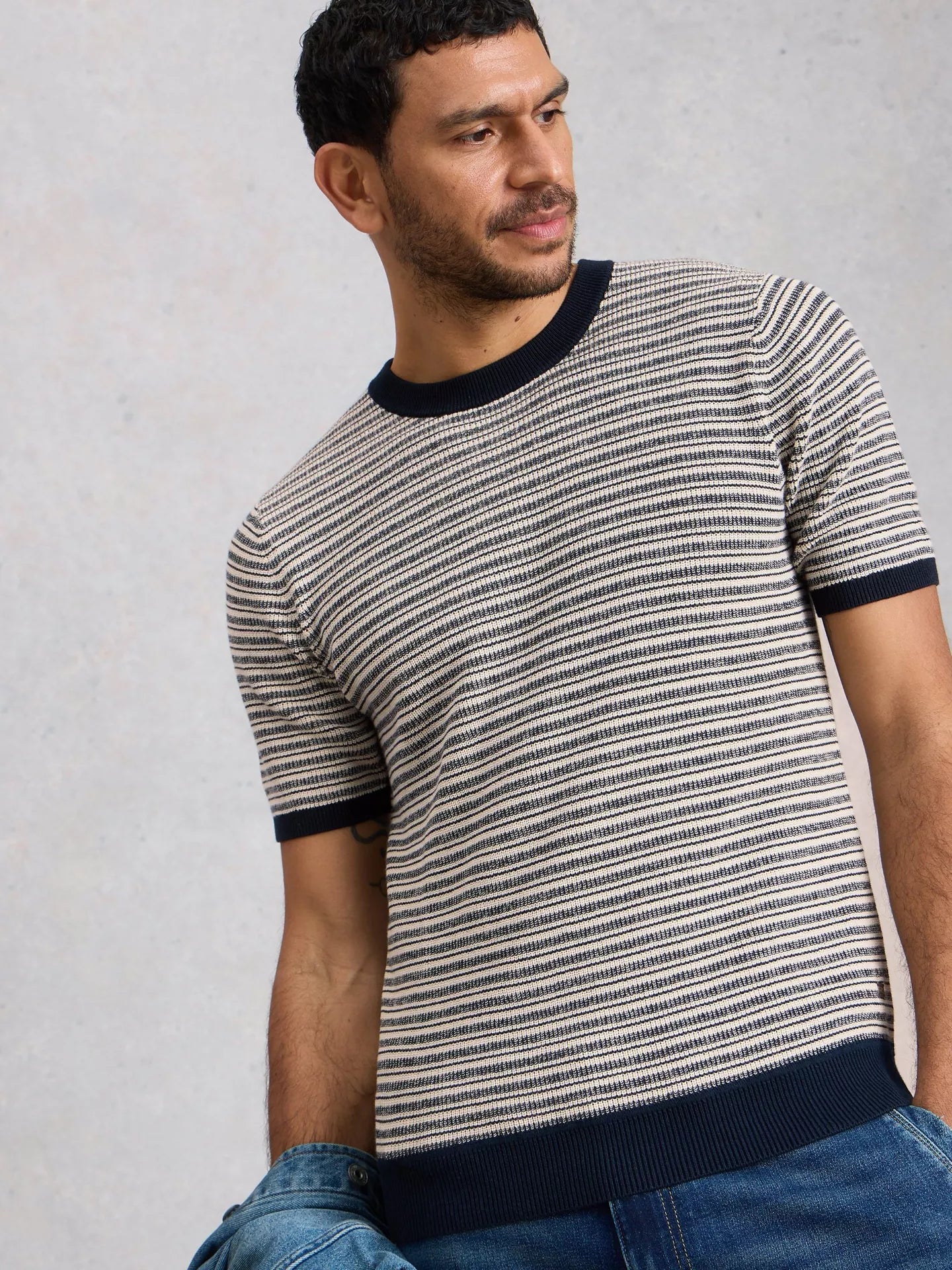 White Stuff Bibury Cotton Regular Fit Stripe T-Shirt