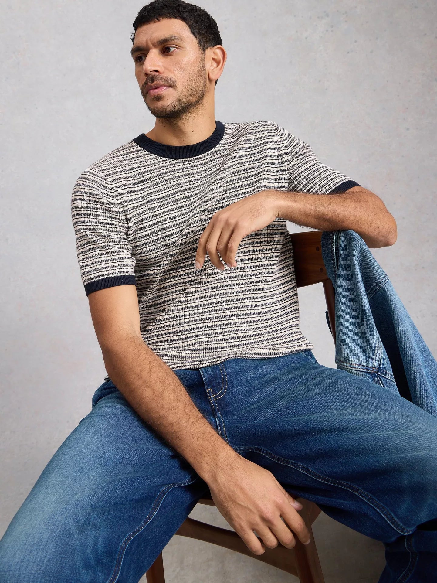 White Stuff Bibury Cotton Regular Fit Stripe T-Shirt