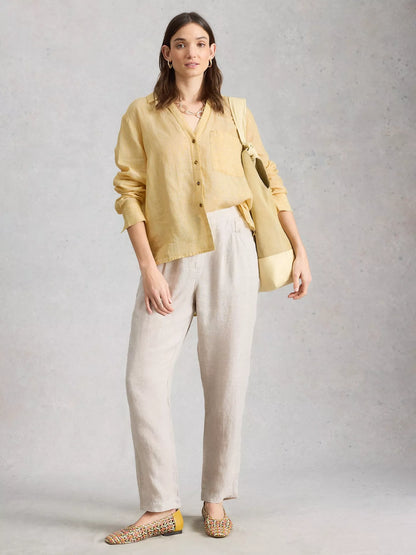 White Stuff Sadie Linen Shirt, Yellow/Multi