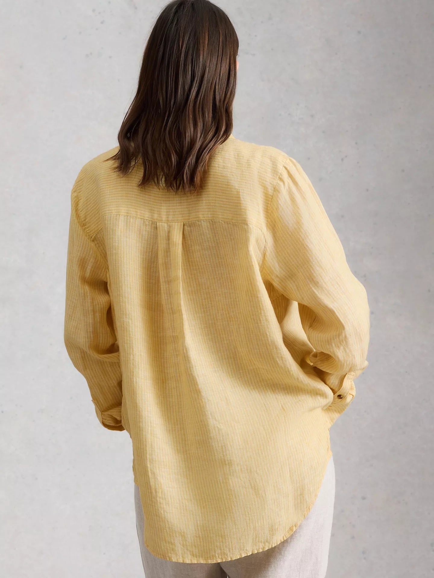 White Stuff Sadie Linen Shirt, Yellow/Multi