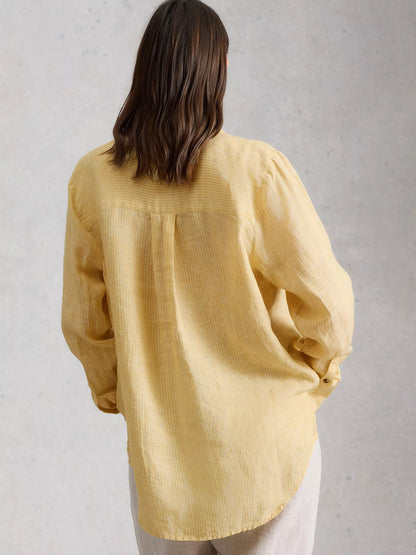 White Stuff Sadie Linen Shirt, Yellow/Multi