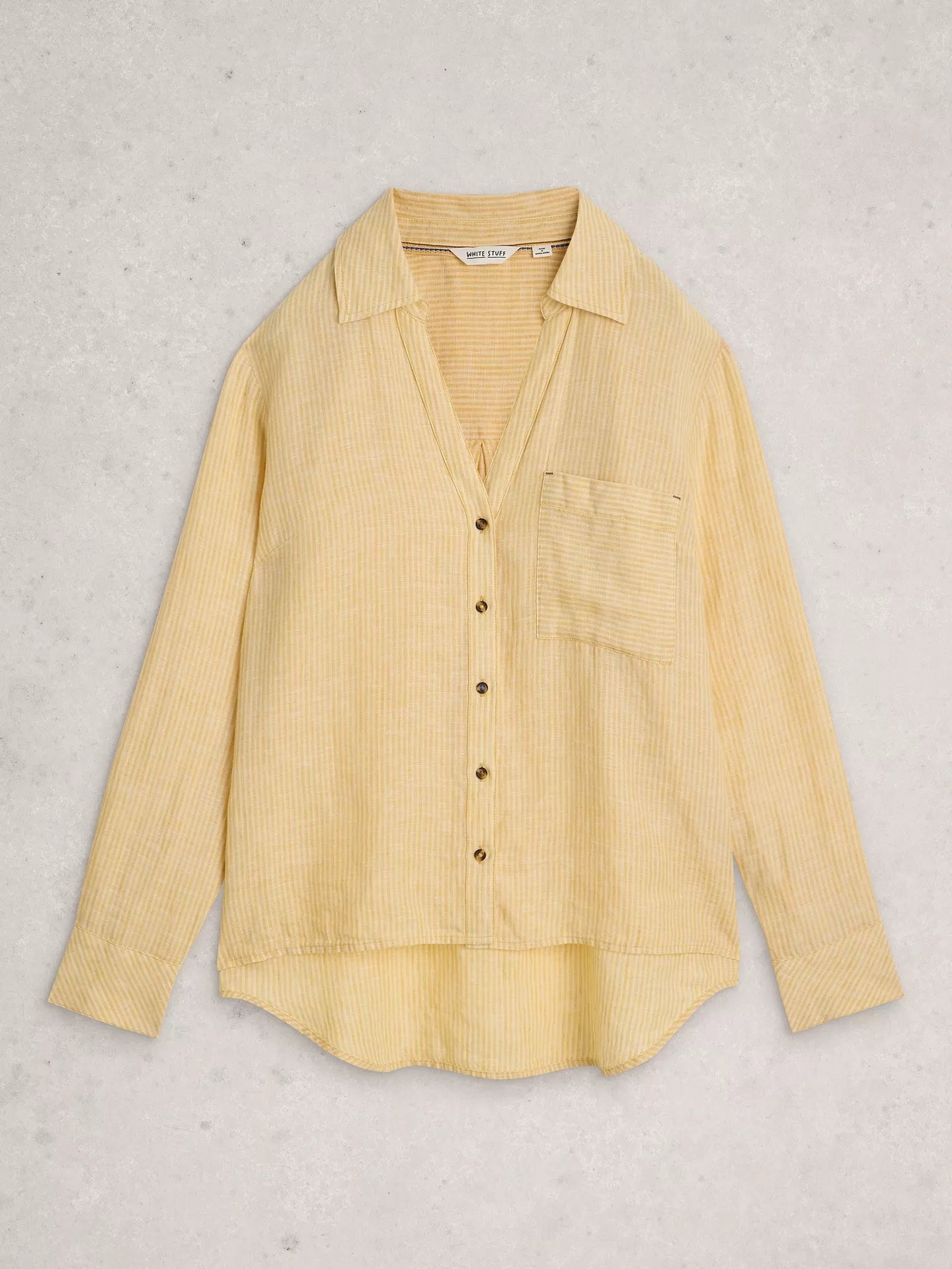 White Stuff Sadie Linen Shirt, Yellow/Multi
