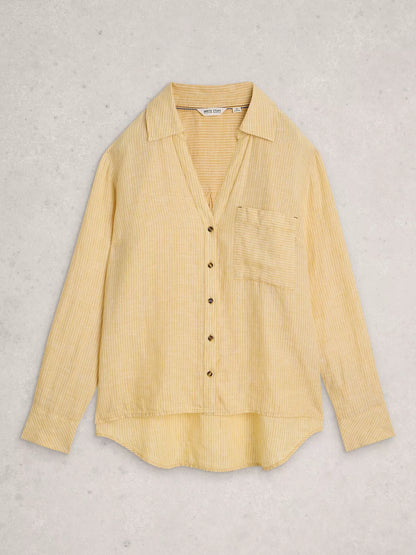 White Stuff Sadie Linen Shirt, Yellow/Multi