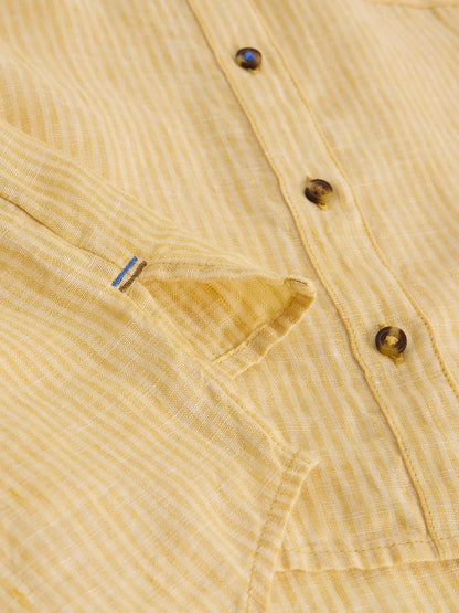 White Stuff Sadie Linen Shirt, Yellow/Multi
