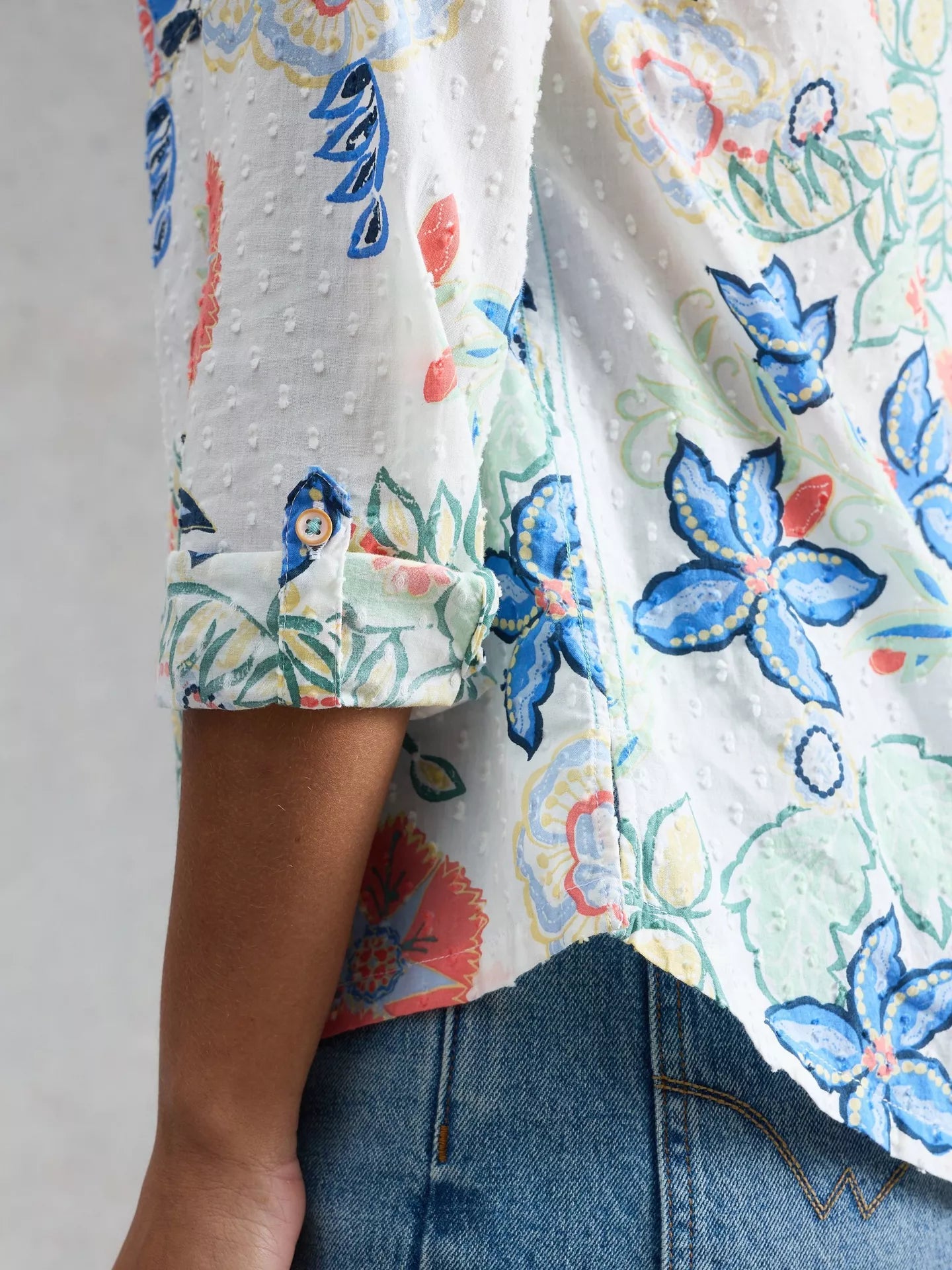 White Stuff Sophie Embroidered Floral Shirt