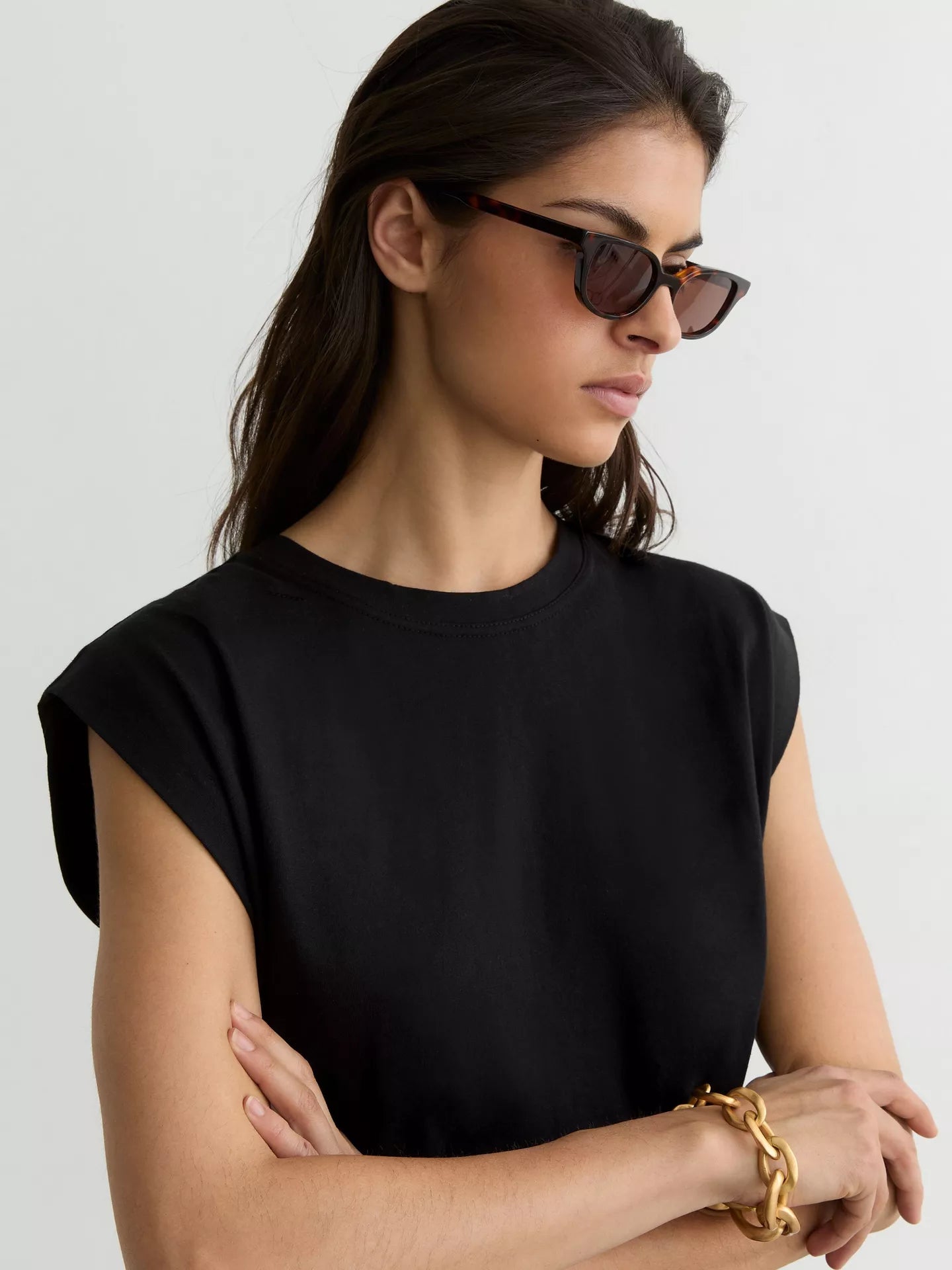 Reiss Millie Cap Sleeve T-Shirt Black