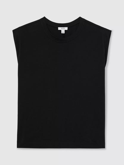 Reiss Millie Cap Sleeve T-Shirt Black