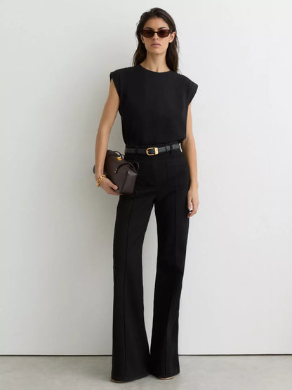 Reiss Millie Cap Sleeve T-Shirt Black