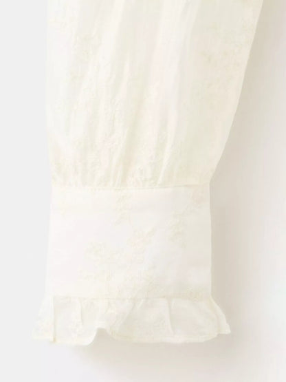 Mango Embroidered Mandarin Collar Blouse