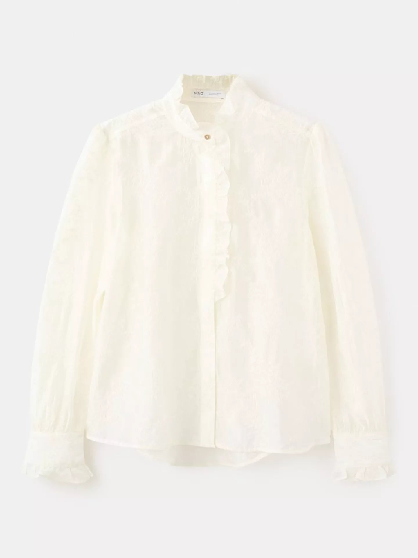 Mango Embroidered Mandarin Collar Blouse