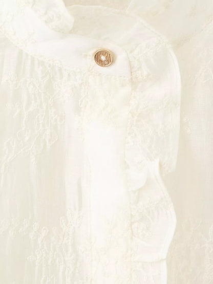 Mango Embroidered Mandarin Collar Blouse
