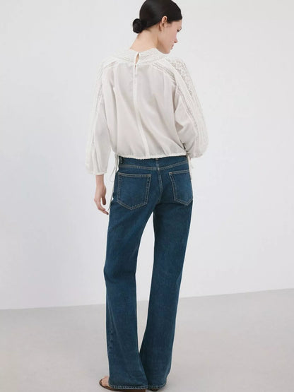 Mango High Neck Pintuck Blouse