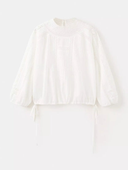 Mango High Neck Pintuck Blouse