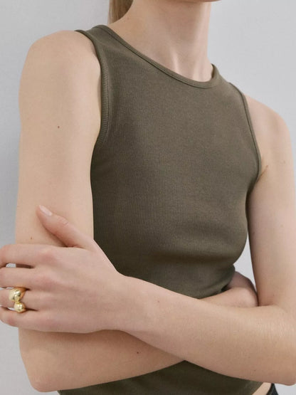 Mango Ribbed Crew Neck Vest