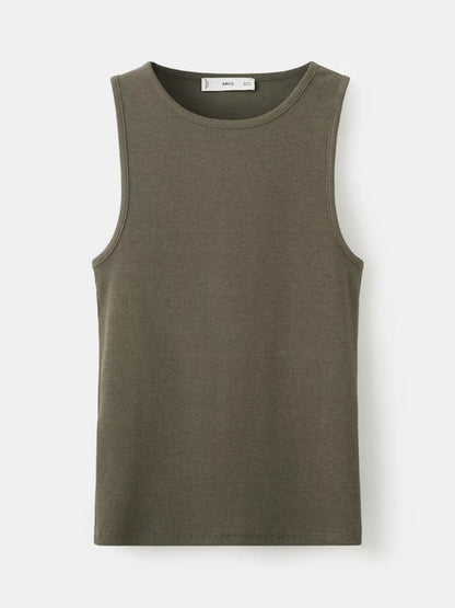 Mango Ribbed Crew Neck Vest