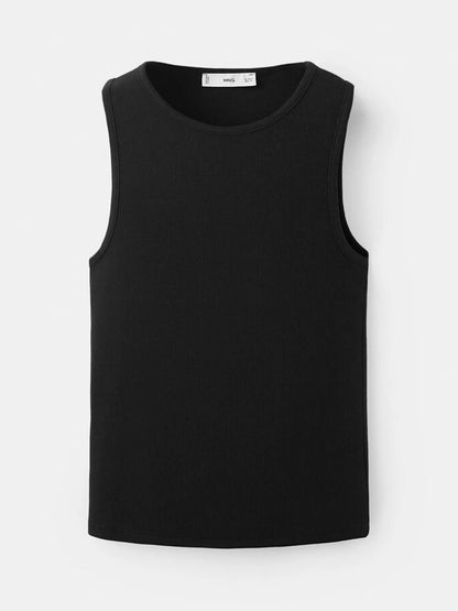 Mango Ribbed Crew Neck Vest