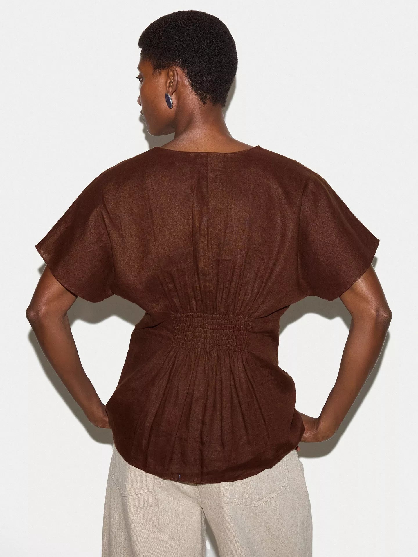 Jigsaw Pintuck Waist Pure Linen Top