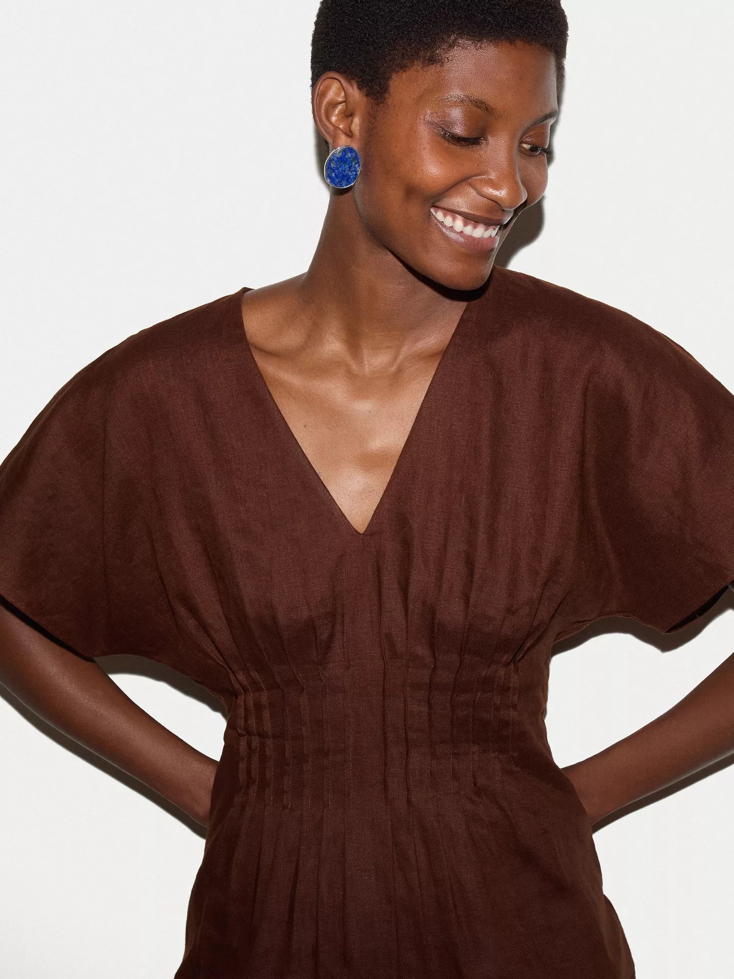 Jigsaw Pintuck Waist Pure Linen Top