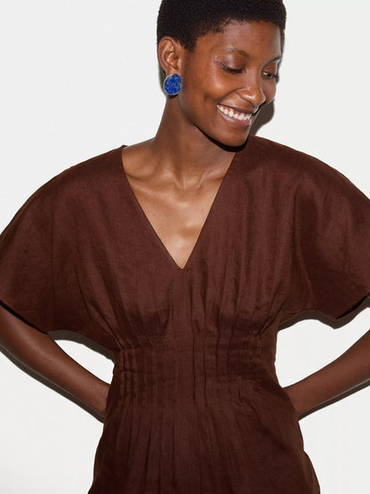 Jigsaw Pintuck Waist Pure Linen Top