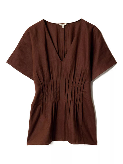 Jigsaw Pintuck Waist Pure Linen Top