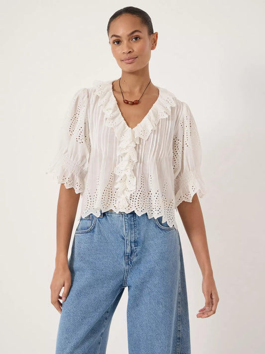 HUSH Koa Cotton Broderie Blouse